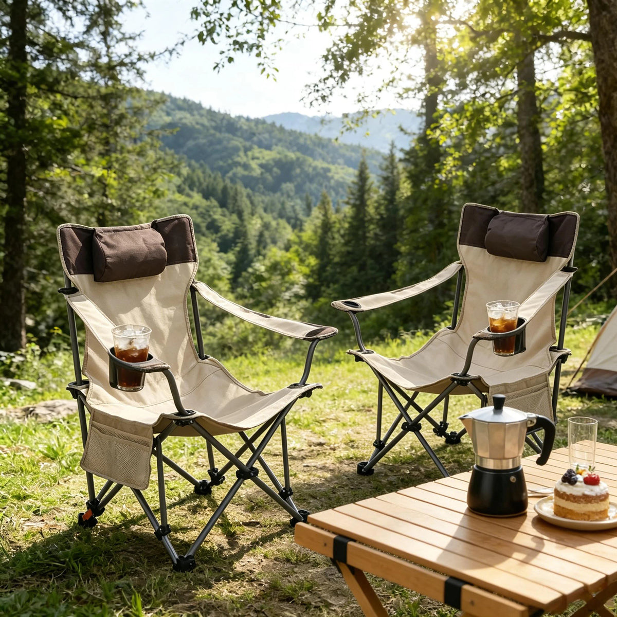 Adjustable Reclining Portable Camping Lounge Chair With Pockets