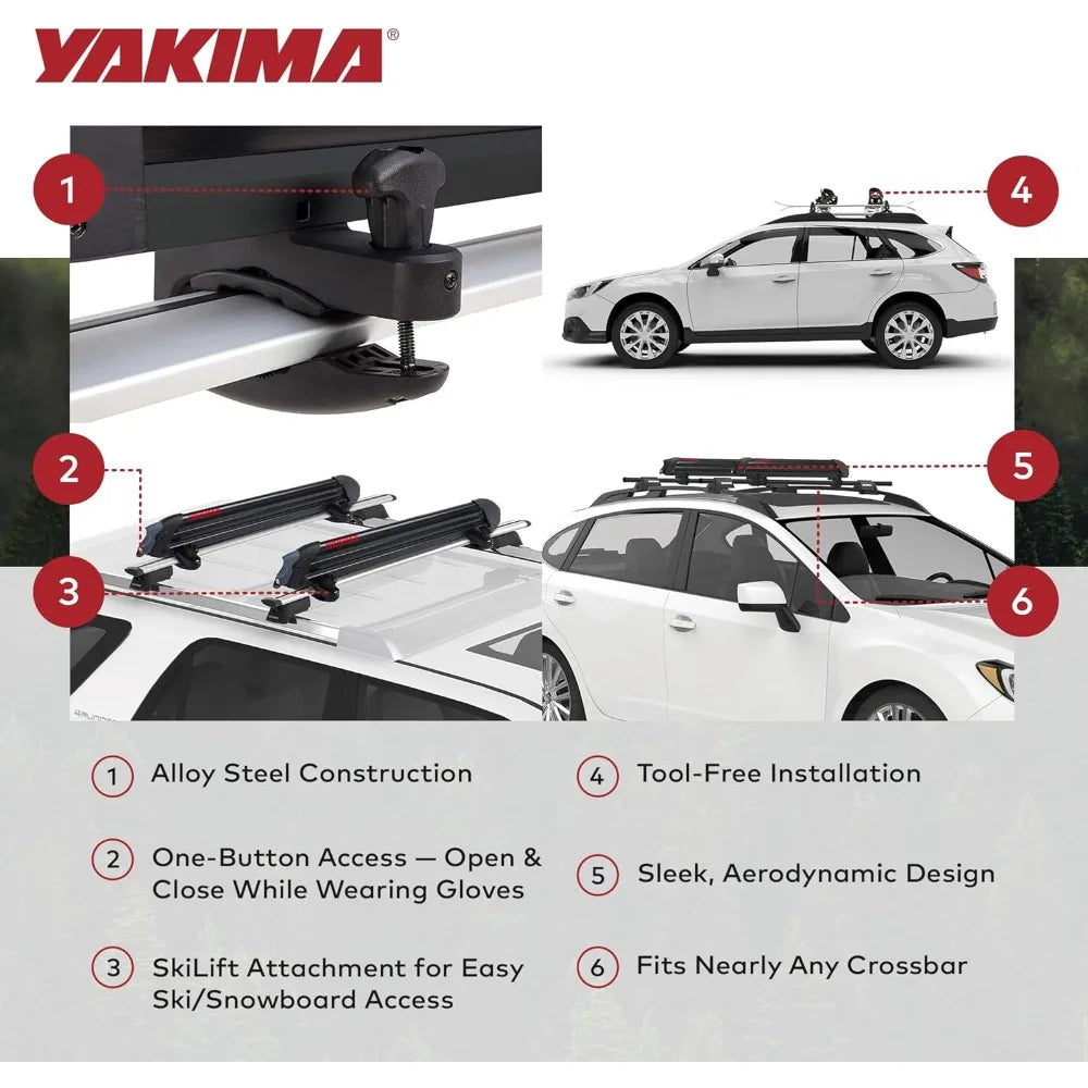 Yakima PowderHound 6 Ski And Snowboard Roof Rack Carrier