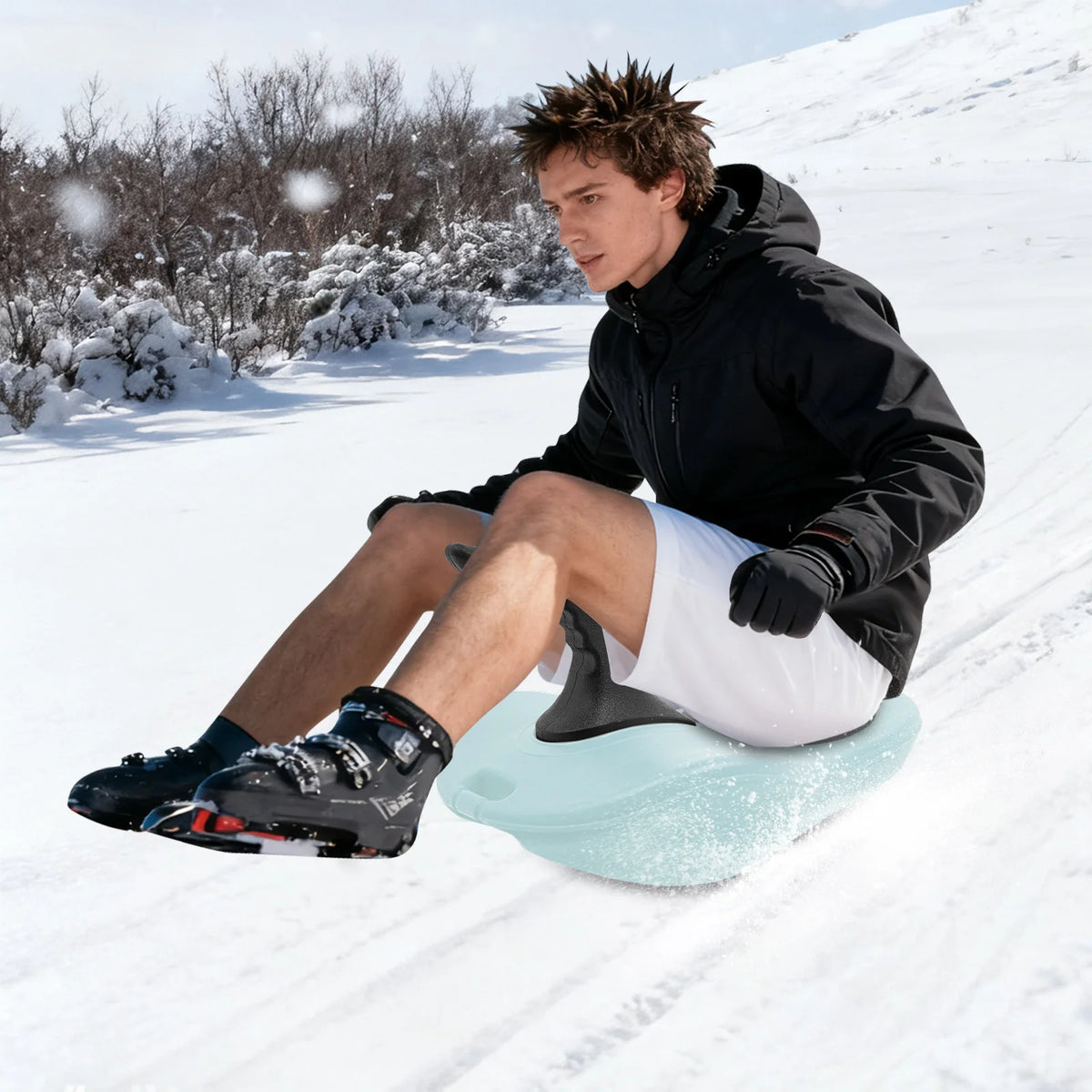 Portable Outdoor Snow Sled With Ergonomic Handle And Durable Base