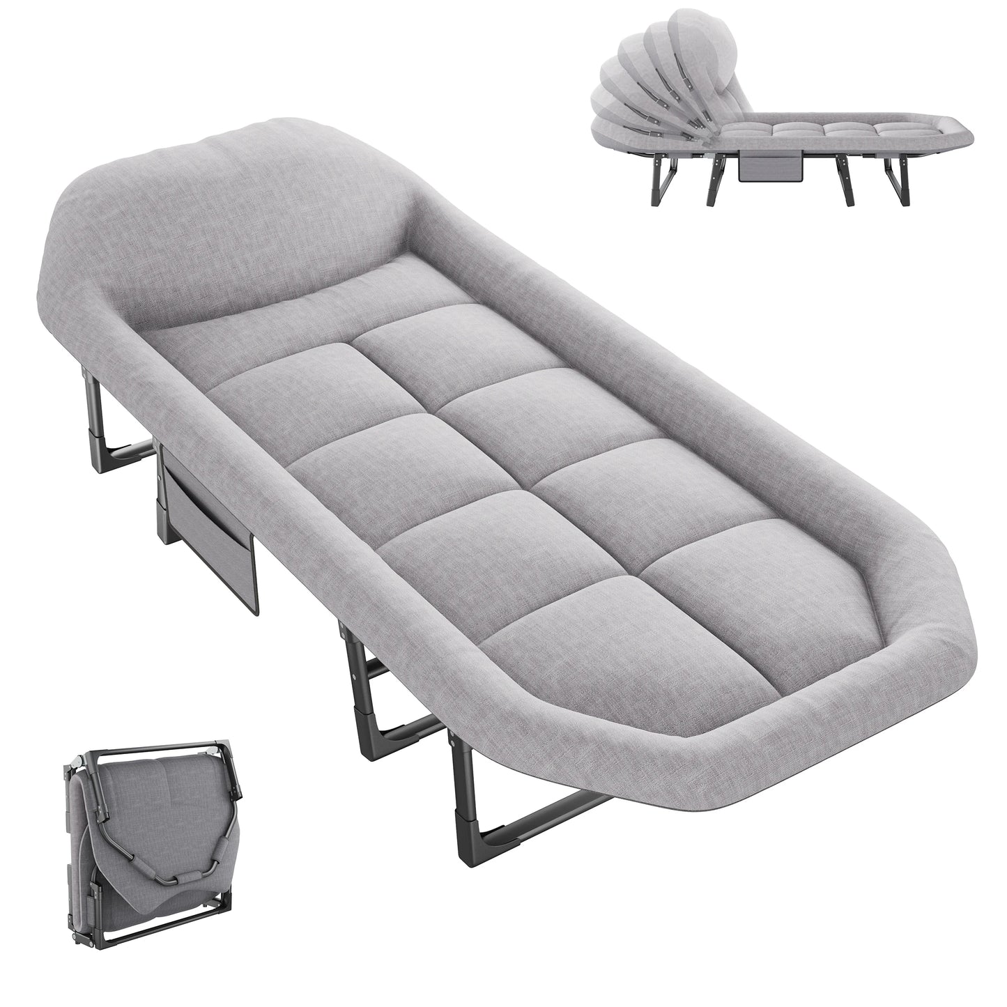 JHK Folding Camping Cot With Mattress Lightweight Carry Bag 450 Lb Capacity