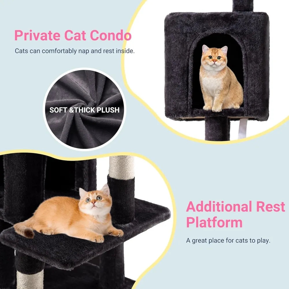 NBVCX Multi Level Cat Tree With Plush Perches Sisal Posts
