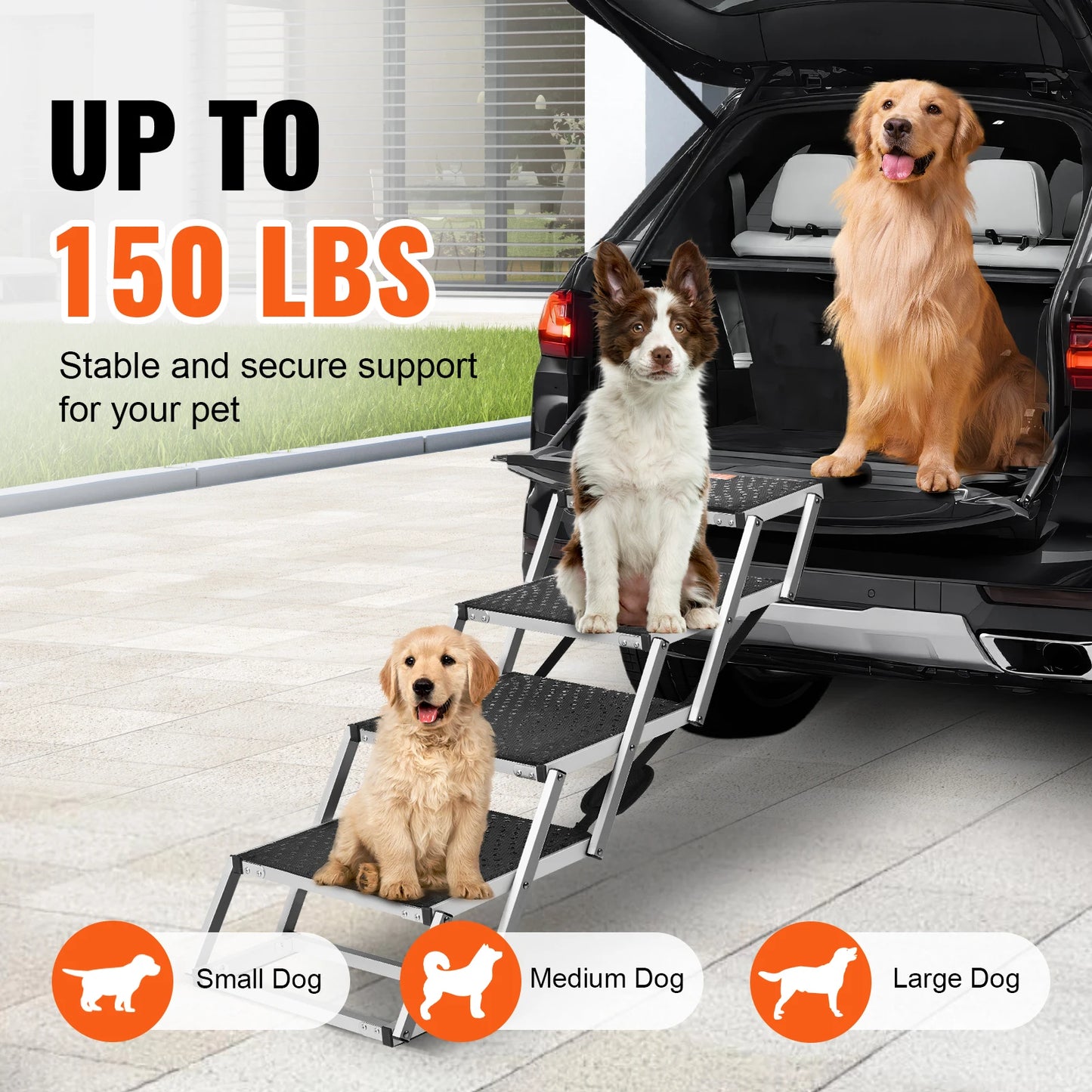 SucceBuy Dog Stair For Cars Folding Portable Pet Steps