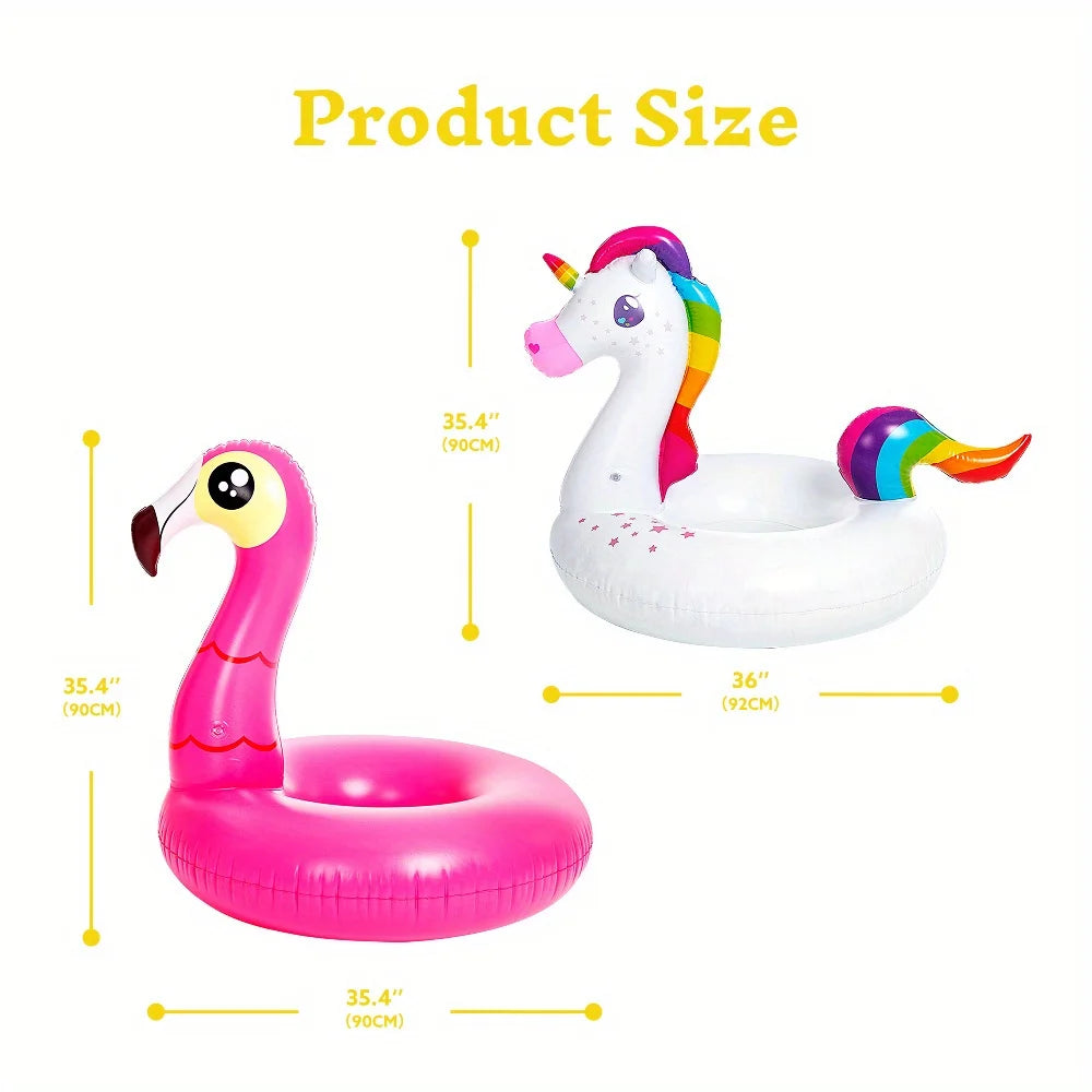 Joyfy 2 Pack Flamingo Unicorn Inflatable Pool Floats For Kids