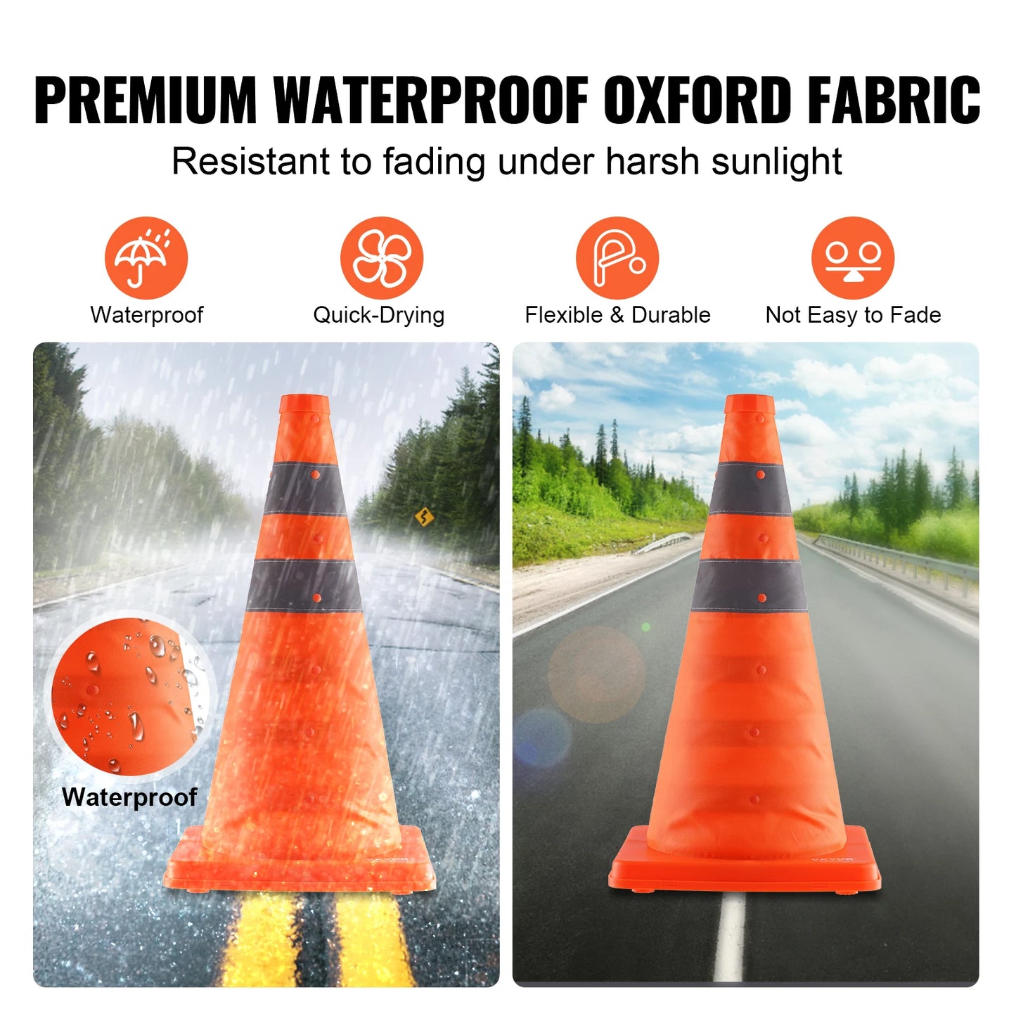 Collapsible Safety Cones for Traffic Control and Parking Lots
