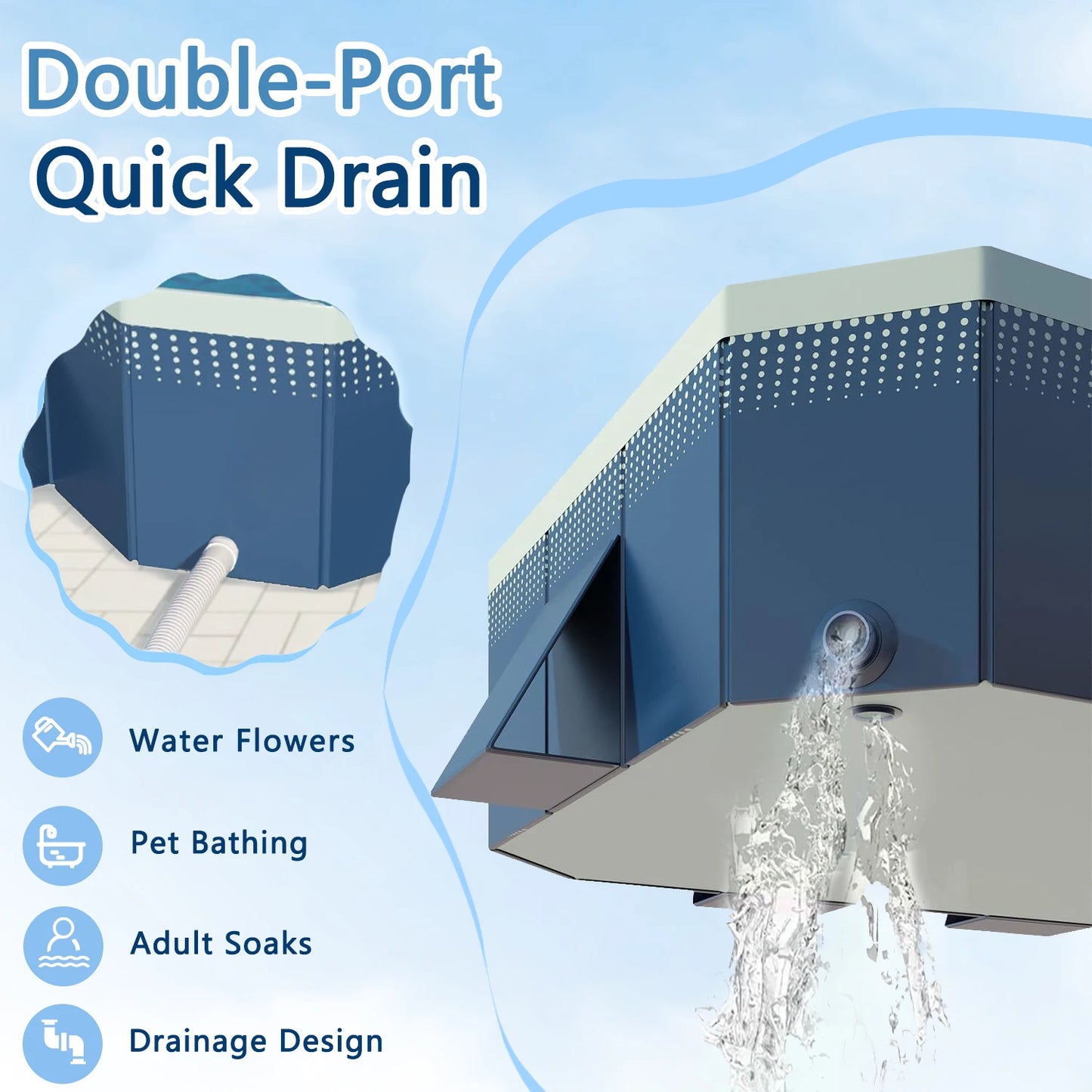 Foldable No Inflatable Family Pool PVC Portable Backyard