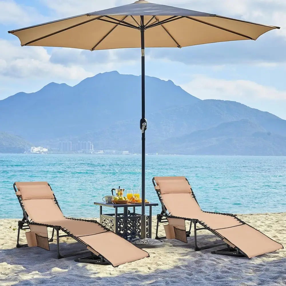 Adjustable Folding Outdoor Tanning Chair With Face Cutout Hole