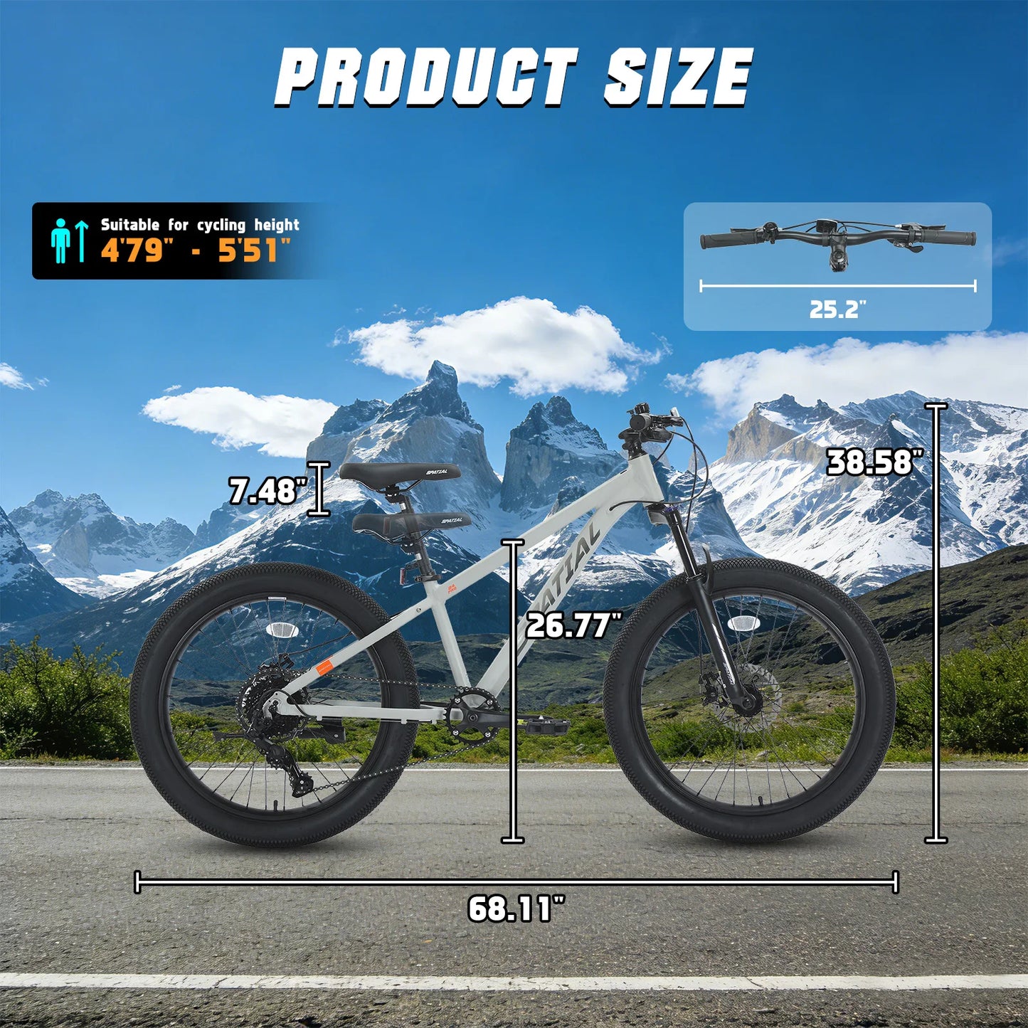 Spatial Fat Tire Mountain Bike With 8 Speed Drivetrain