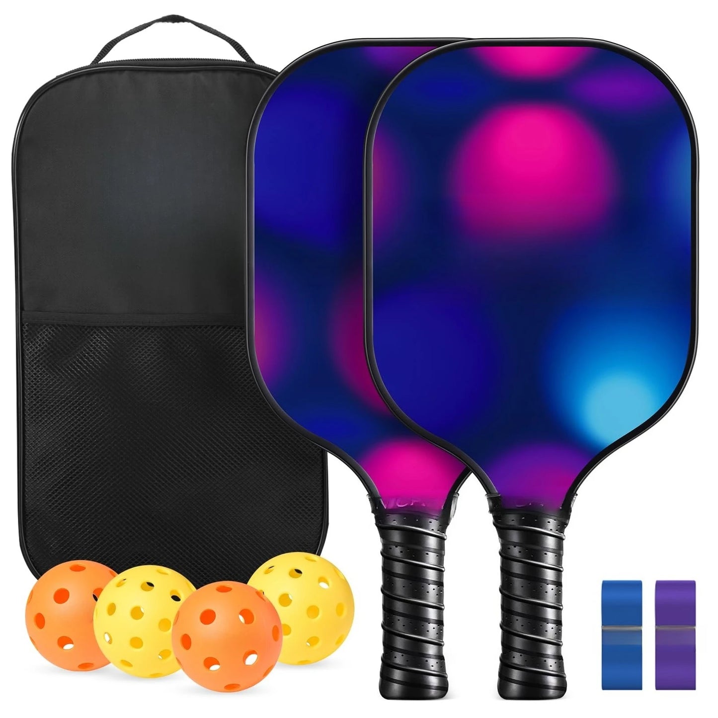 Lightweight Fiberglass Pickleball Paddle Set With Carry Bag