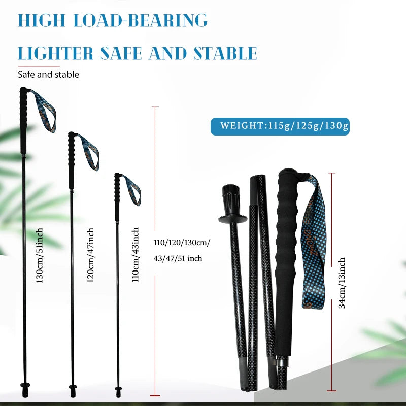 Okhealing T800 Carbon Fiber Collapsible Trekking Poles For Hiking
