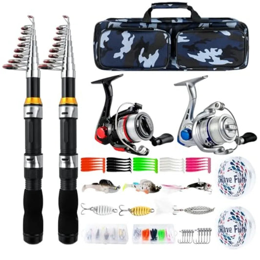 Telescopic Fishing Rod Spinning Reel Combo Portable Set With Bag