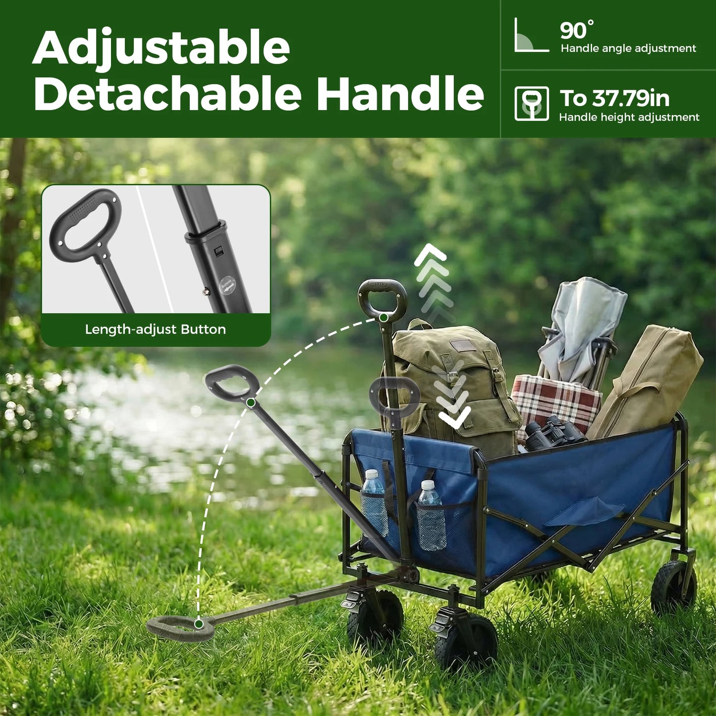 JHK 102L Heavy Duty Collapsible Wagon With Wheels 330 Capacity