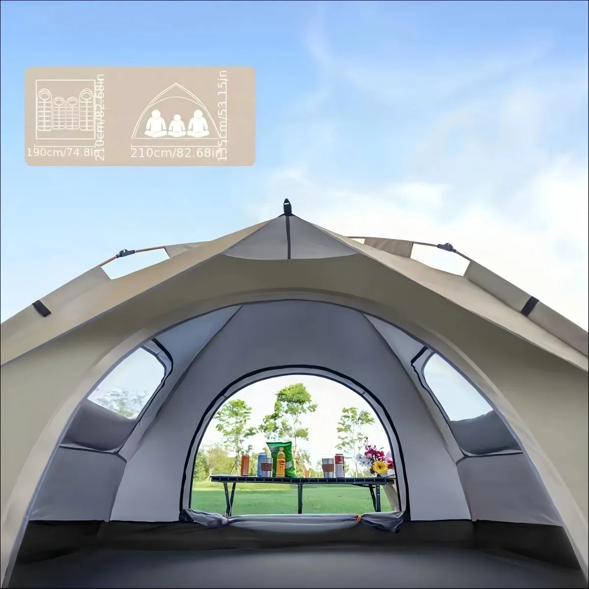 Pakicetus Auto Open Family Tent Quick Setup All Weather Portable