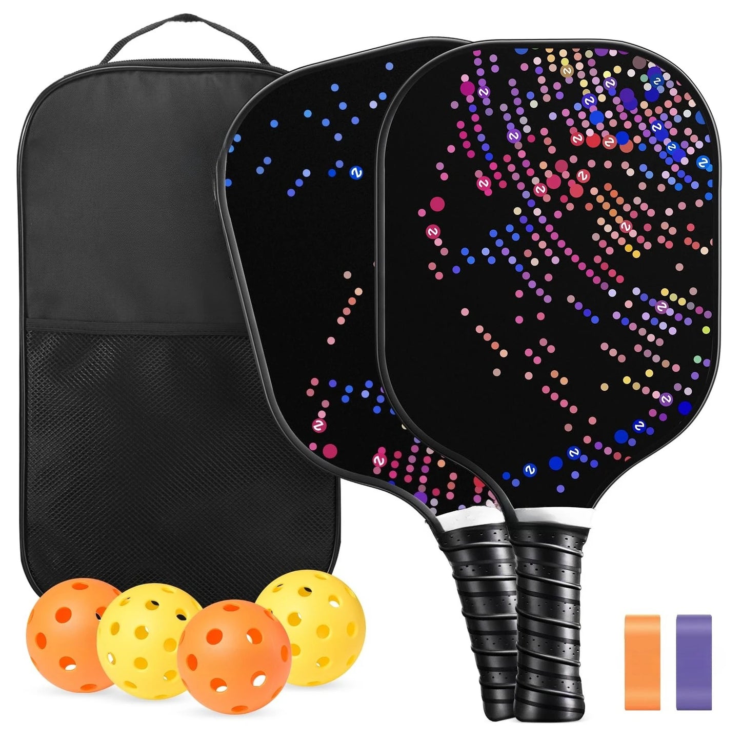 Lightweight Fiberglass Pickleball Paddle Set With Carry Bag