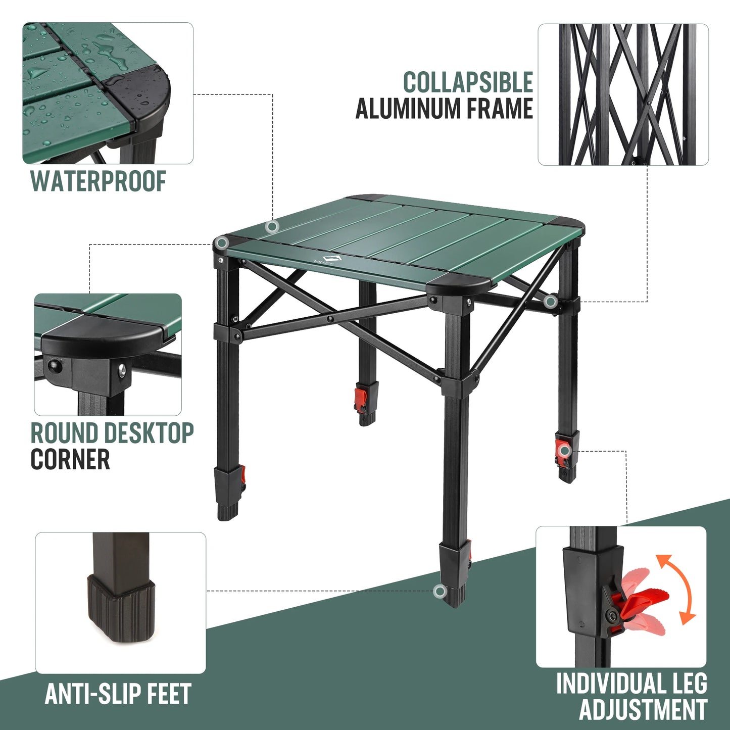 Villey Folding Camping Square Table With Carry Bag Aluminum
