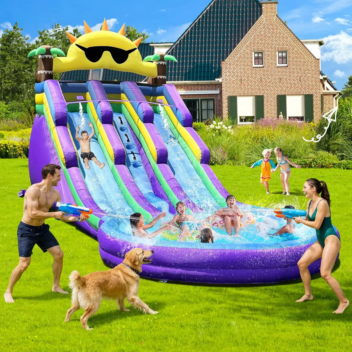 Inflatable Water Slide With Splash Pool For Backyard Parties