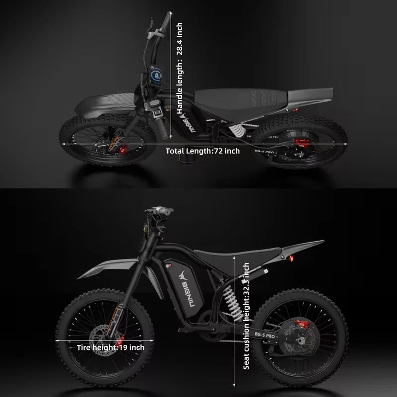 BIGNIU BG-S Pro 3000W Fat Tire Electric Bike with Suspension
