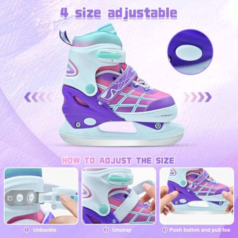 Adjustable Ice Skates for Boys and Girls Beginners