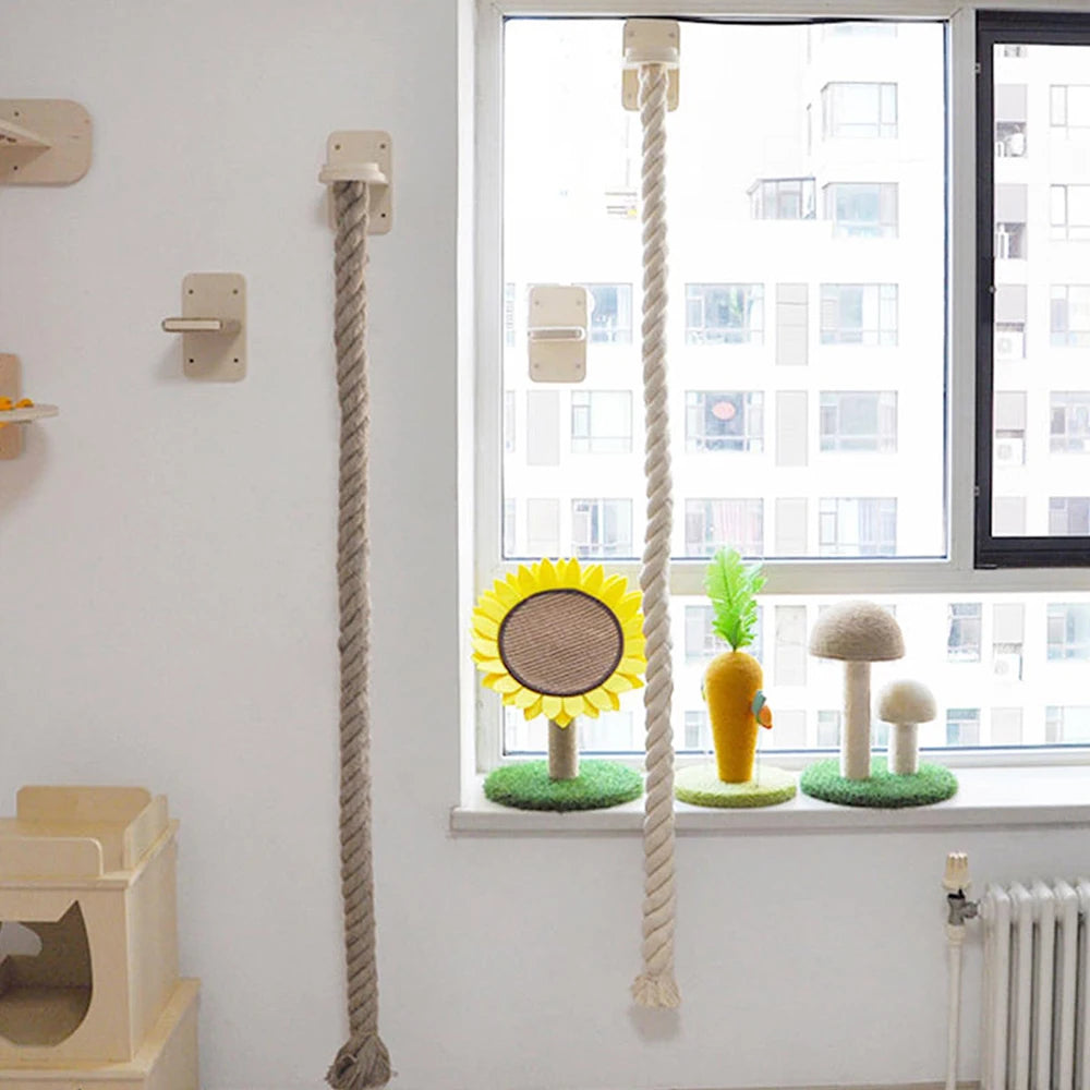 PETRAVEL Cat Climbing Shelf And Rope Tree Wall Mounted Scratching Post
