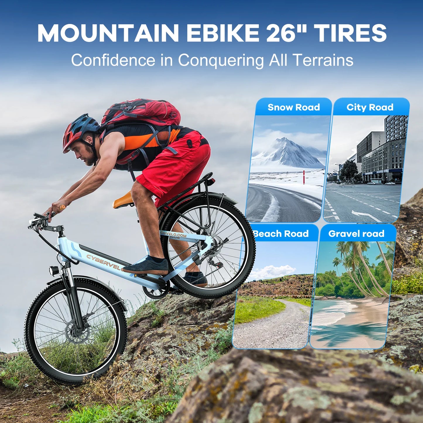 CYBERVELO Urban Commute EK2 Electric Bike With 1000W Peak Motor