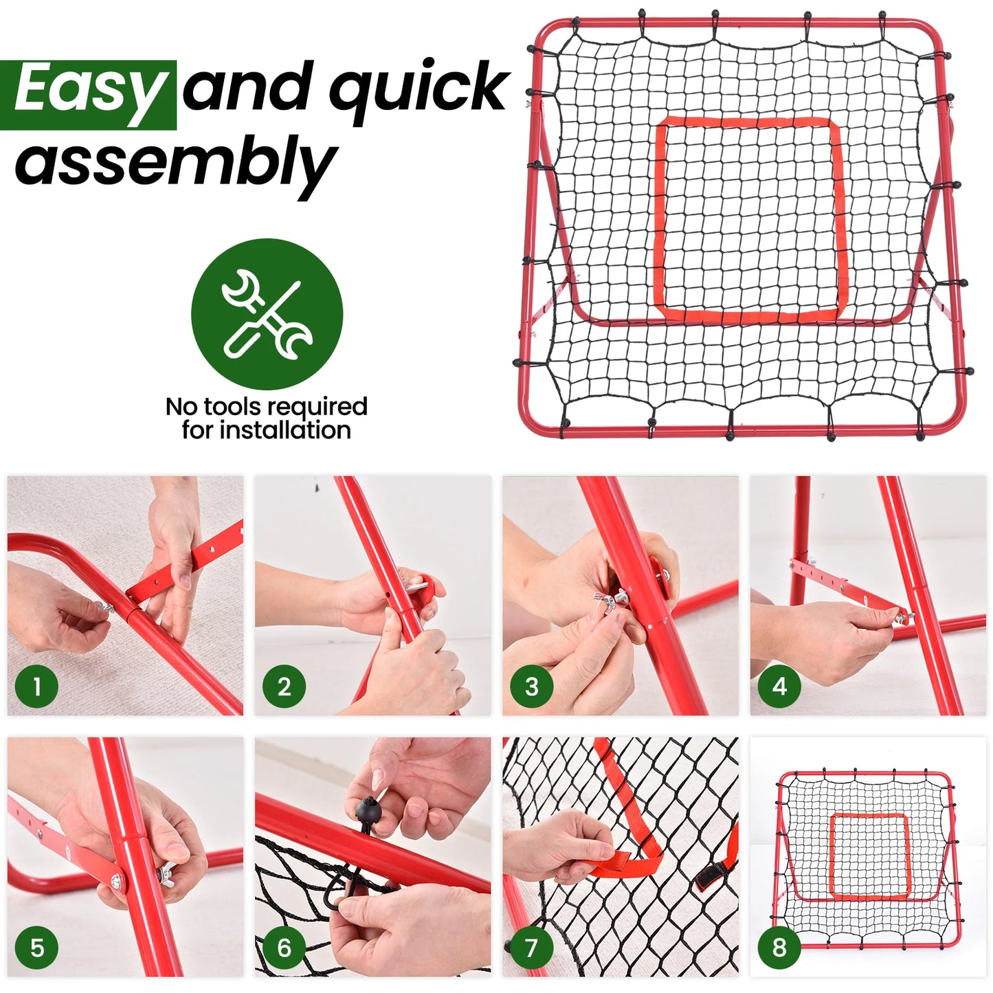 Baseball Rebounder Pitch Back Net With 3 Ball Return Modes