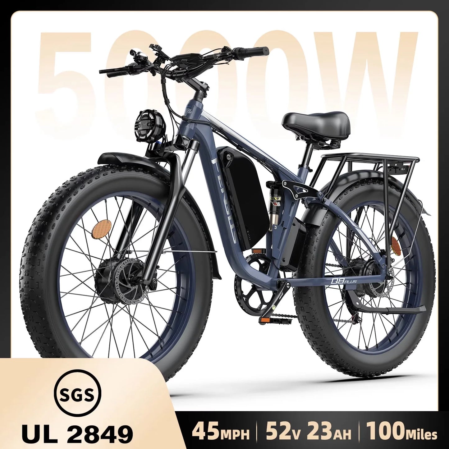 FENGQS Q8PLUS 6000W\5000W dual motor mountain electric vehicle 60V1200WH large battery, 100 kilometer range, hydraulic disc brake with turn signal