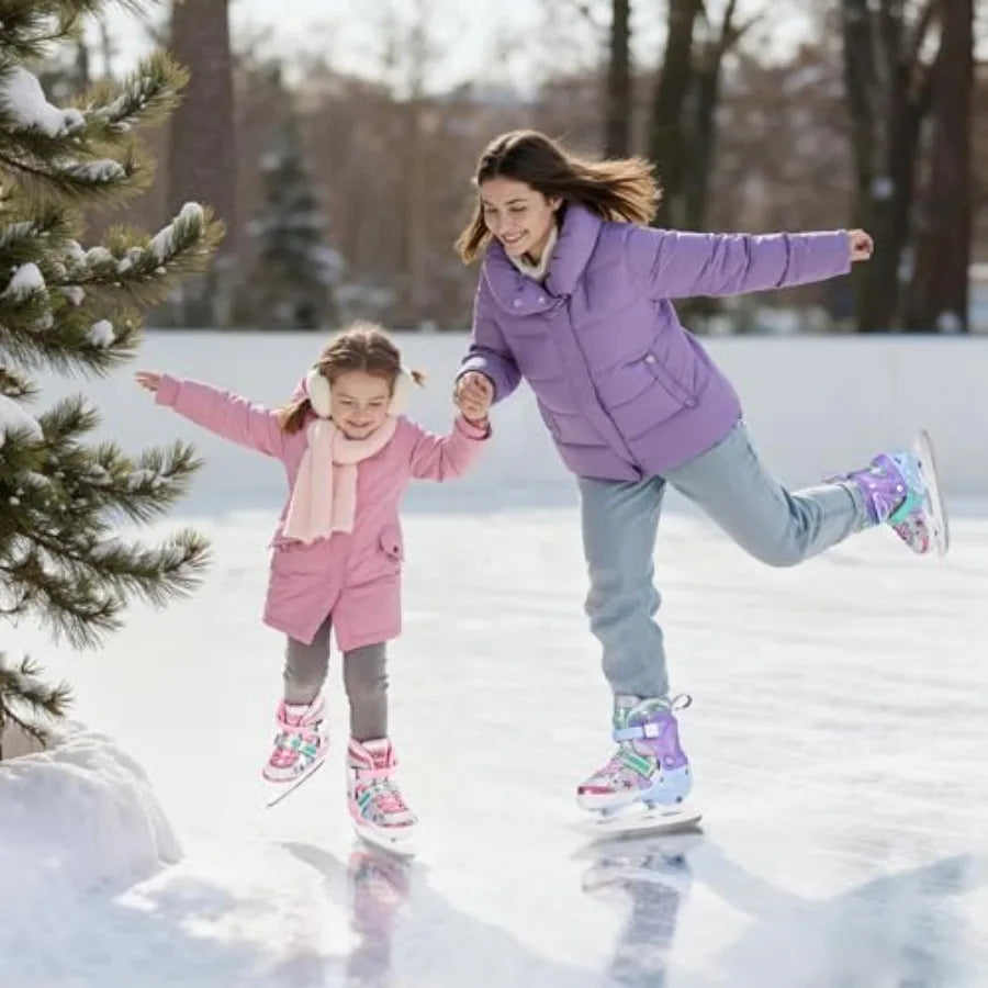 Mermaid Tail Ice Skates for Girls, Adjustable Youth Ice Skates