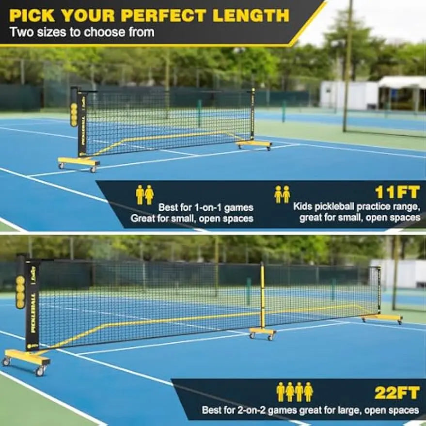 Portable Pickleball Net With Wheels And Ball Collector