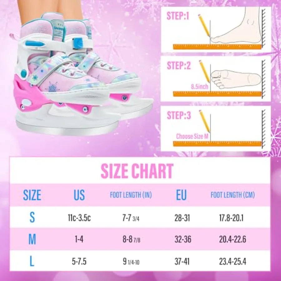 Adjustable Ice Skates For Kids Unisex Comfortable Smooth Blades