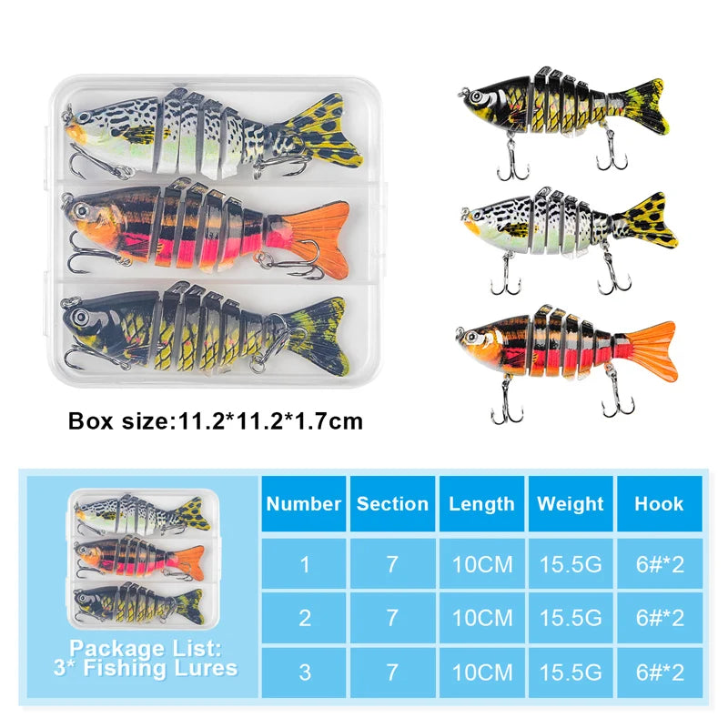 JSFUN Multi Joint Swimbait Hard Fishing Lure With Treble Hooks