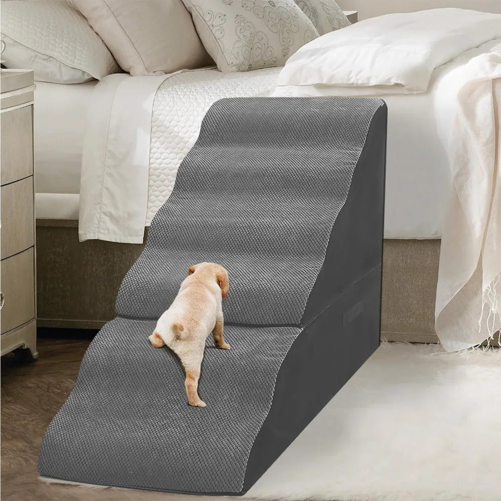 Dog Stairs For Bed 6-Step Foam Pet Steps For Small And Large Dogs