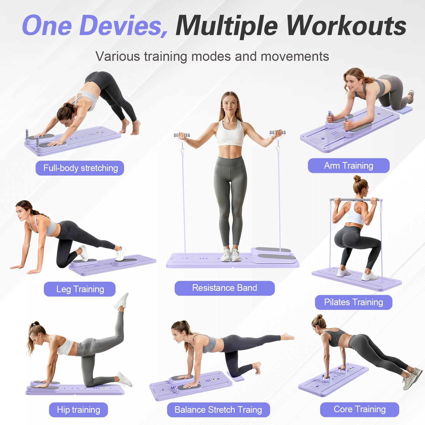 Foldable Pilates Bar Ab Board For Full Body Workout Equipment