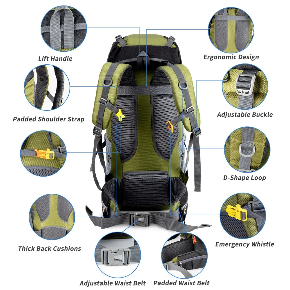 Night Cat Hiking Backpacks Camping Backpacking Packs for Men Women Lightweight Outdoor for Mountaineering Traveling, No Internal Frame