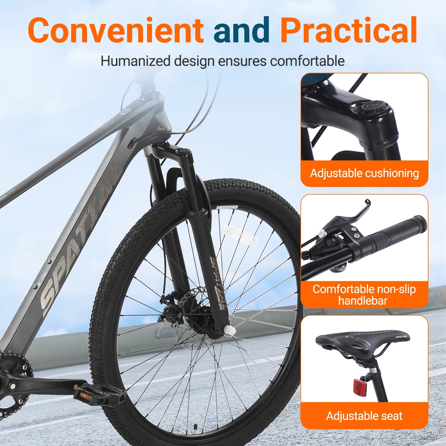 SPATIAL MT275FS 27.5 Inch Hardtail MTB, 8 Speed Mountain Bike, Adult Bicycle, Lightweight Magnesium Alloy Frame, Suspension Fork, Front & Rear Disc Brakes
