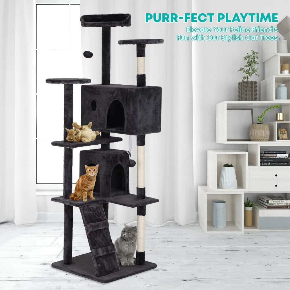 NBVCX Cat Tree Tower With Scratching Posts Condos Perches Toys