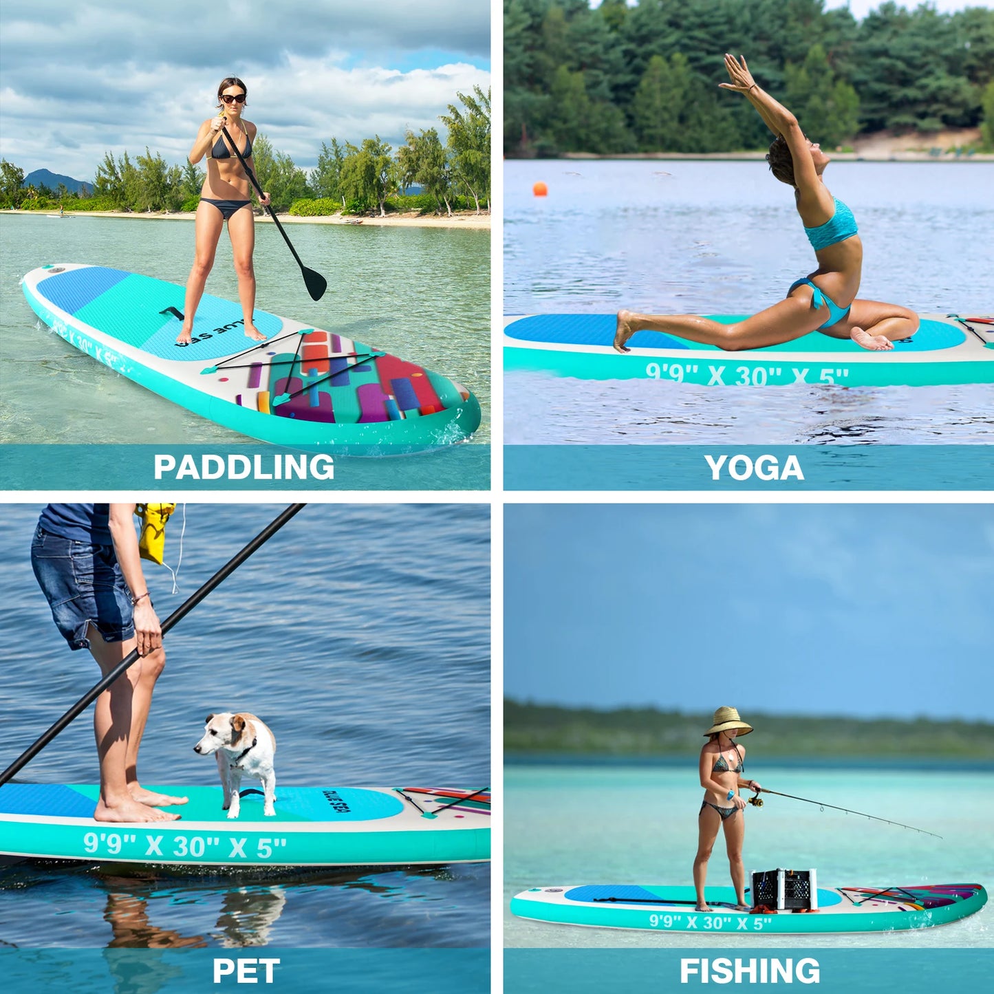 CADALENE Inflatable Stand Up Paddle Board With Anti Slip EVA Deck