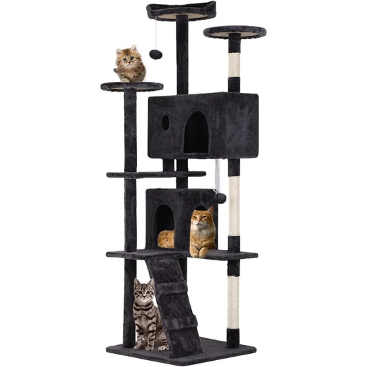NBVCX Cat Tree Tower With Scratching Posts Condos Perches Toys