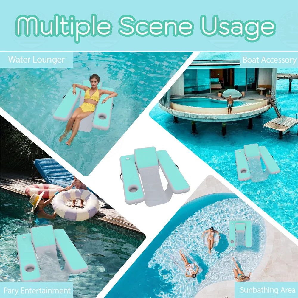Inflatable Pool Float Lounger With Cup Holder And Backrest