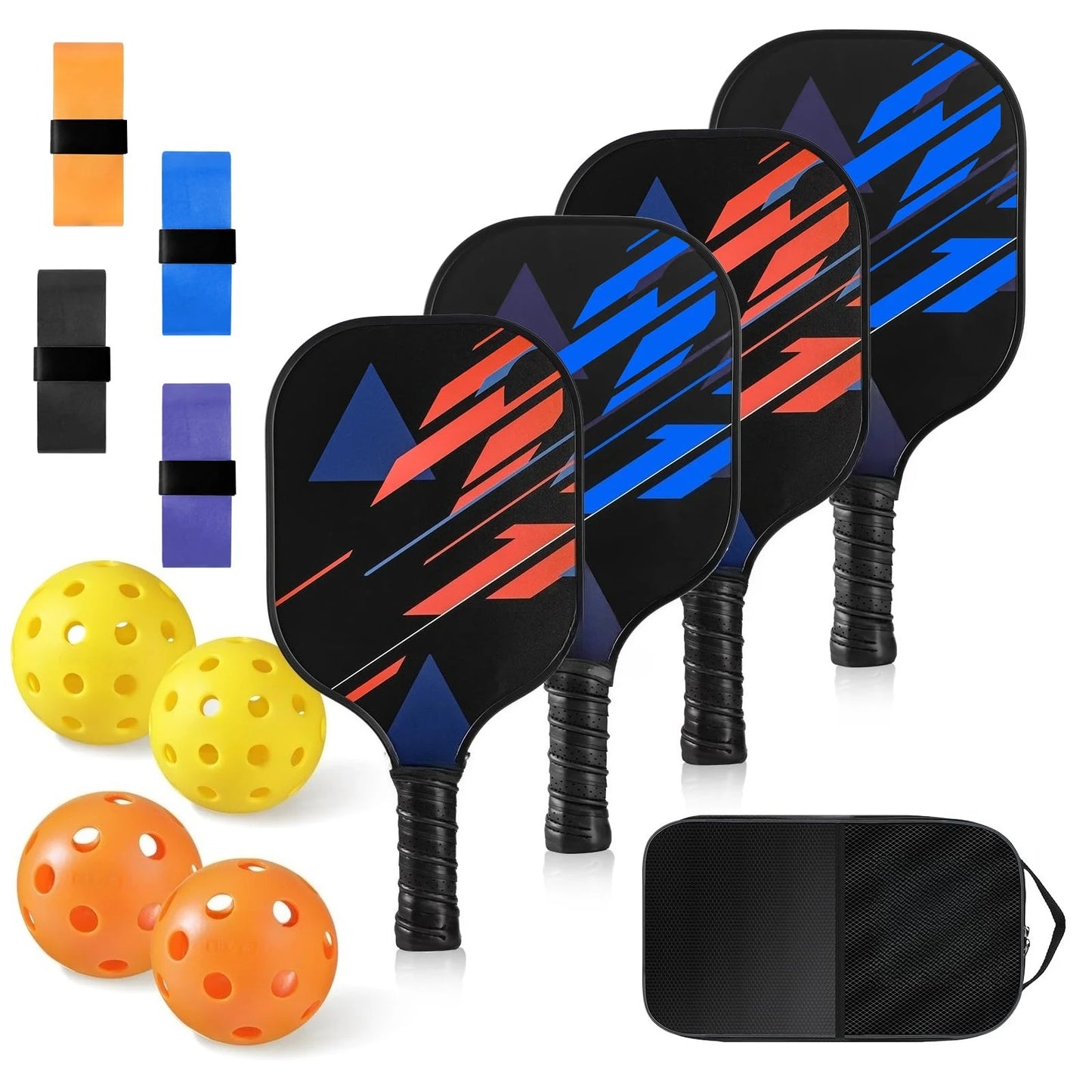 Lightweight Fiberglass Pickleball Paddle Set With Carry Bag