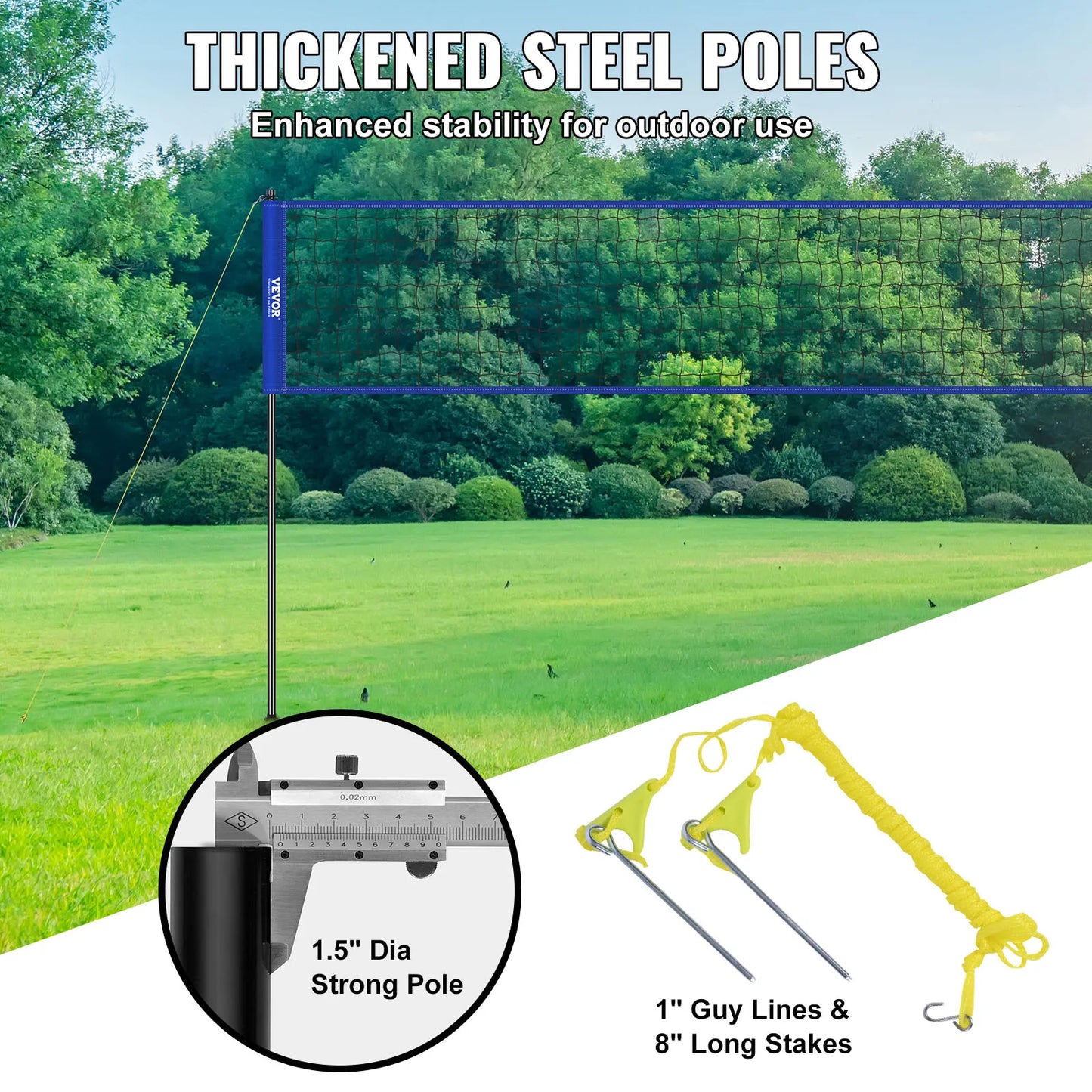 SucceBuy Outdoor Volleyball Net System With Adjustable Height Poles And PVC Pump