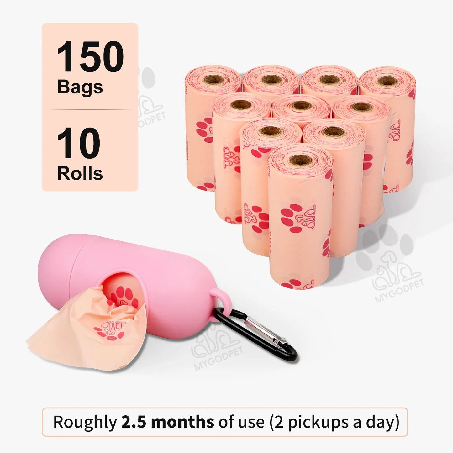 Dog Poop Bags Rolls with Dispenser 150 Count Biodegradable Bags for Dog and Cat Lavender Scented Waste Bag Leak Proof Doggie Poop Bag Doggy Trash Bag