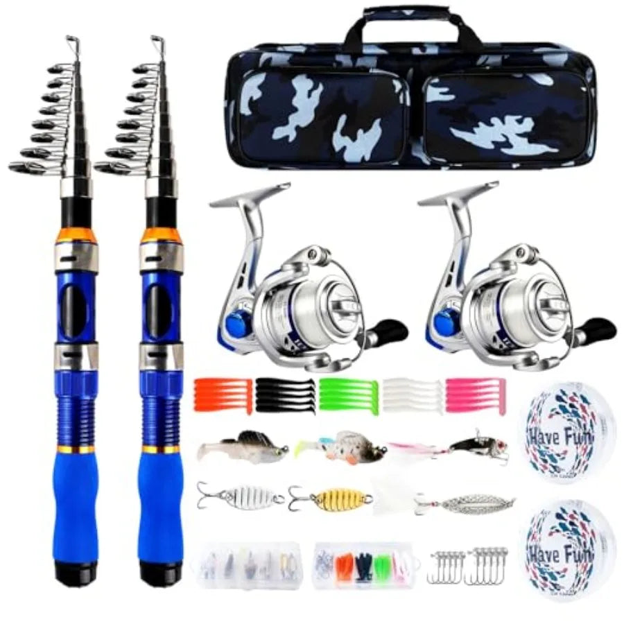 Telescopic Fishing Rod Spinning Reel Combo Portable Set With Bag