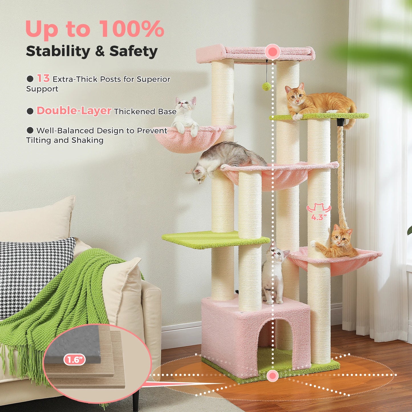Pawz Road Large Robust Cat Tree Tower With Hammock