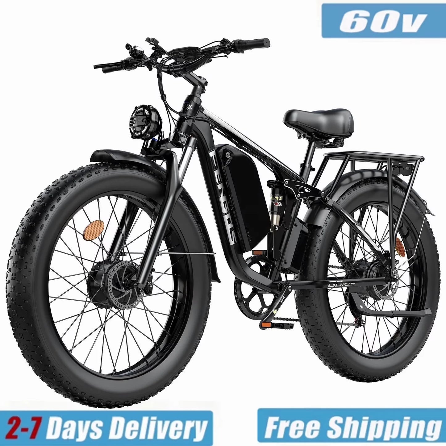 FENGQS Q8PLUS 6000W\5000W dual motor mountain electric vehicle 60V1200WH large battery, 100 kilometer range, hydraulic disc brake with turn signal