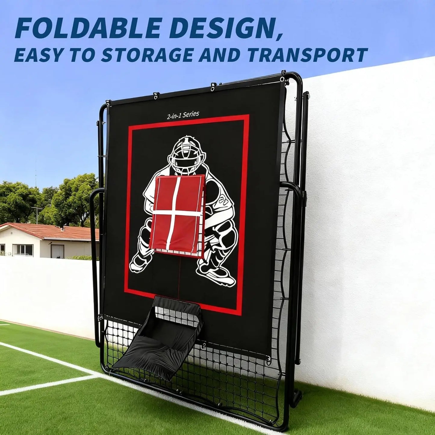 HiMISS Baseball Pitching and Rebounder Net 2 in 1 Trainer