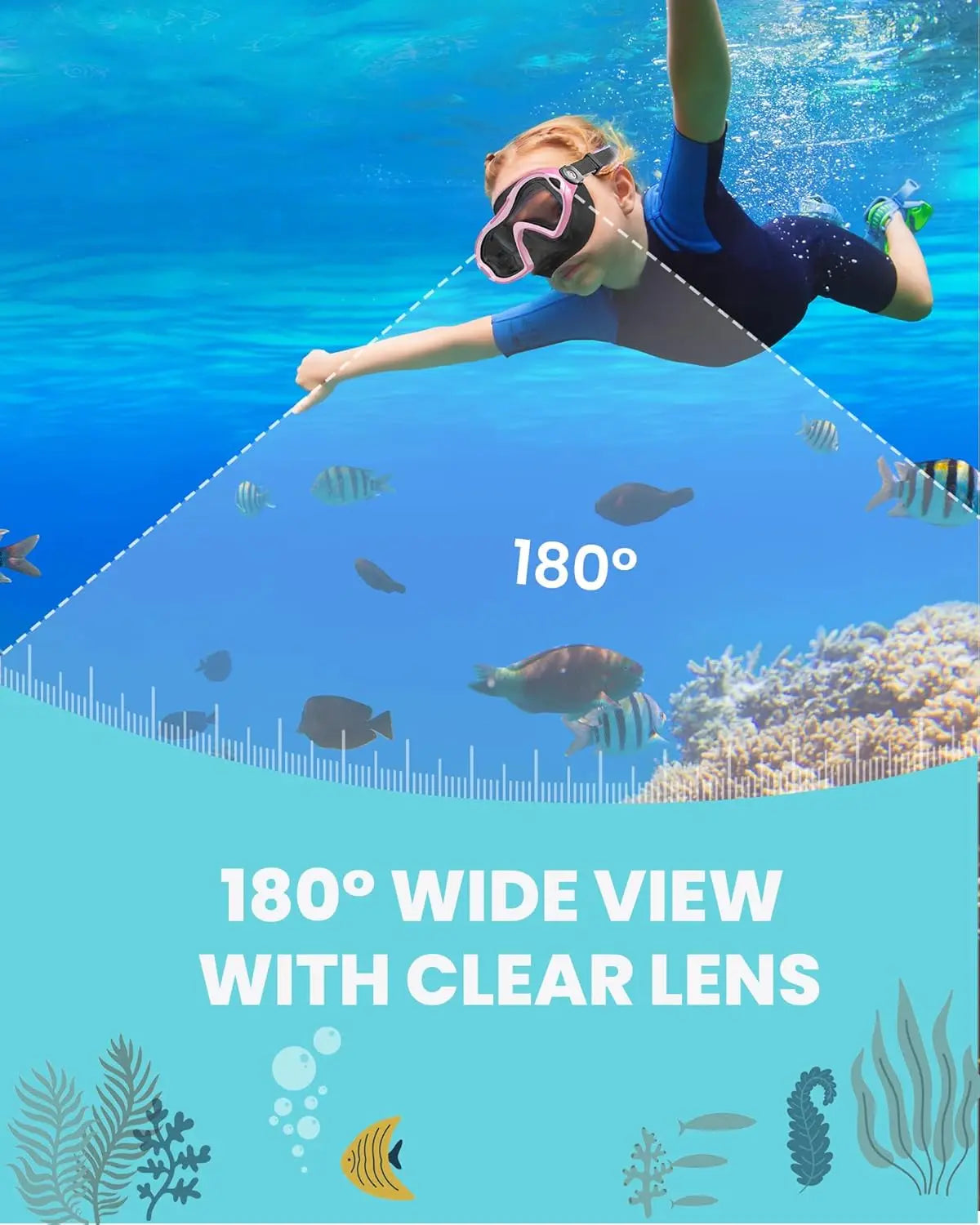 OutdoorMaster Stingray Kids Swim Goggles With Nose Cover Anti Fog