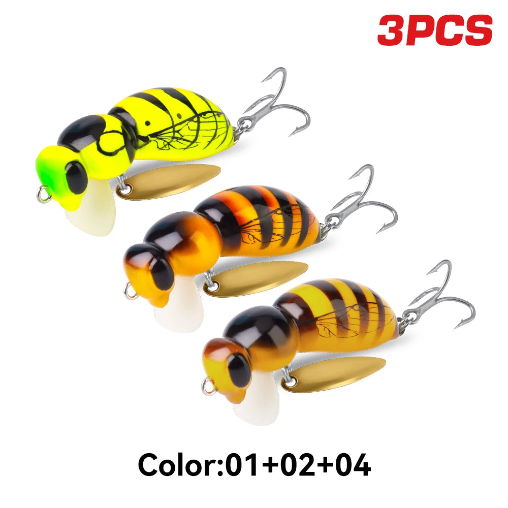 Kingdom Wasp Minnow Floating Hard Wobbler Lure With Spinner Hook