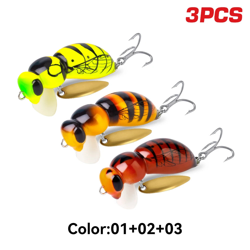 Kingdom Wasp Minnow Floating Hard Wobbler Lure With Spinner Hook