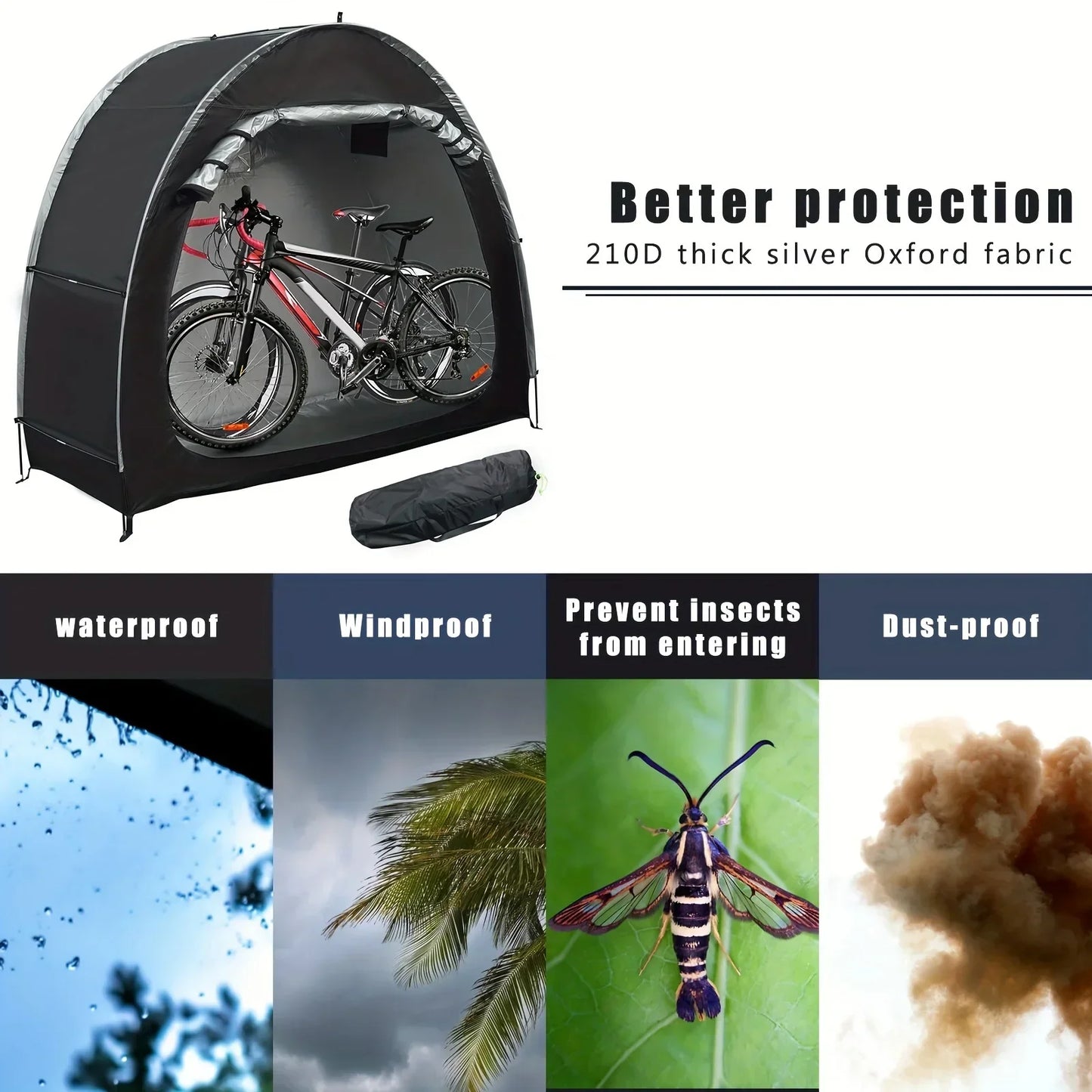 Outdoor Foldable Bicycle Tent Shelter Waterproof Storage