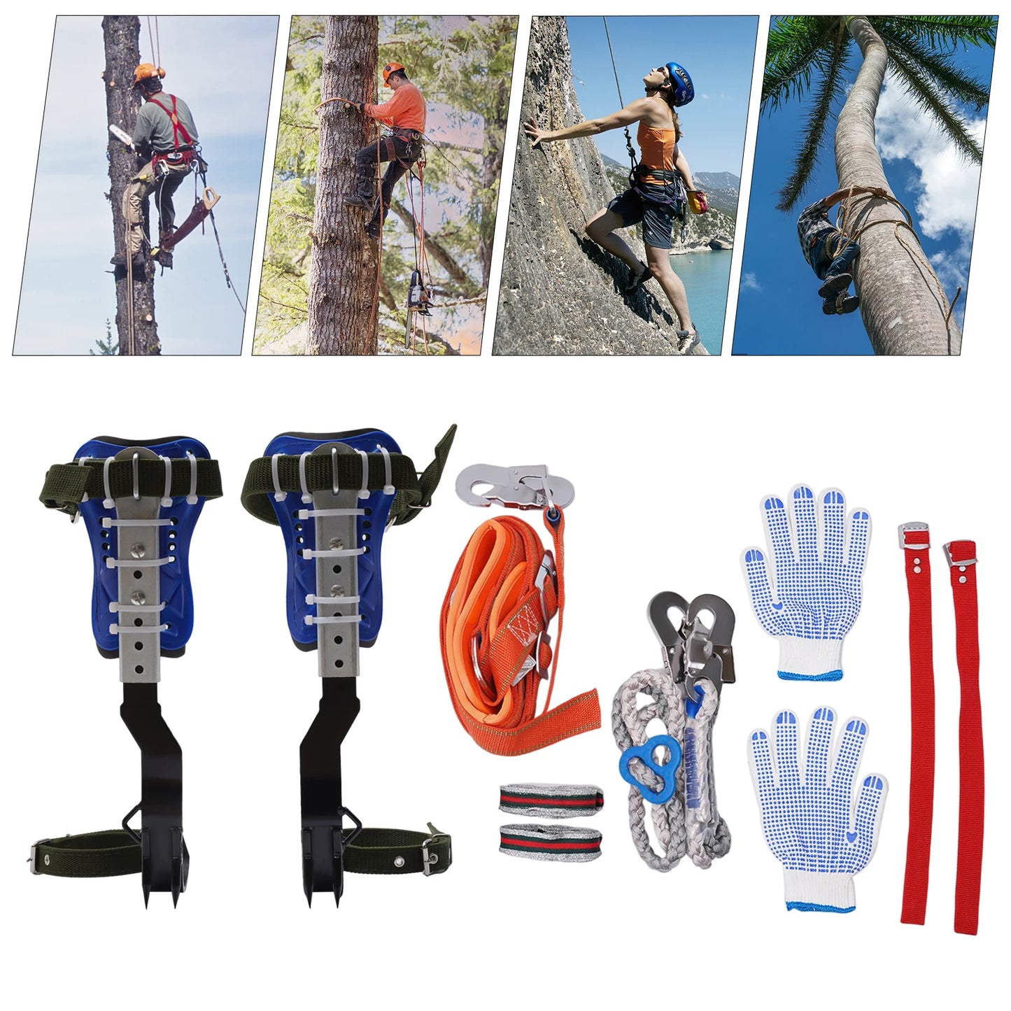 Tree Climbing Spikes Set with Safety Belt and Rope