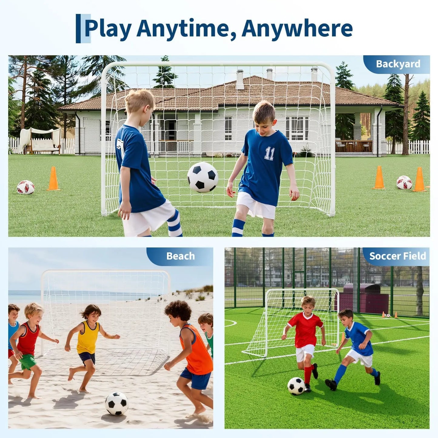 HiMISS Portable Foldable Soccer Goal With Carry Bag Heavy Duty Steel